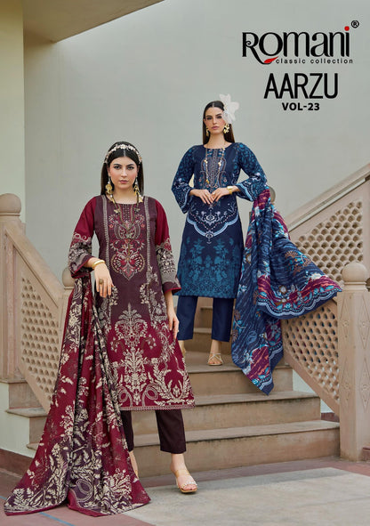 Aarzu Vol 23 Romani Soft Cotton Karachi Salwar Suits Manufacturer India
