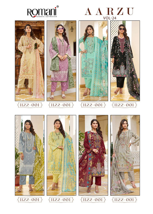 Aarzu Vol 24 Romani Soft Cotton Karachi Salwar Suits Supplier Ahmedabad