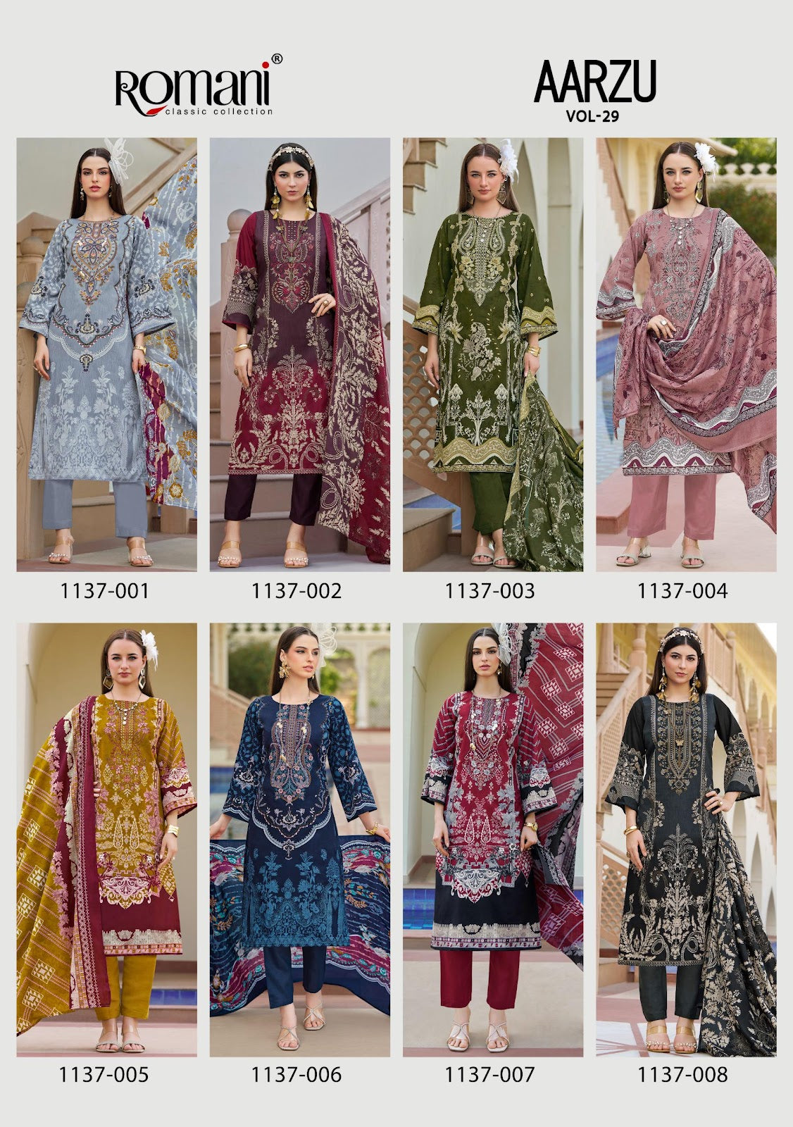 Aarzu Vol 29 Romani Mix Cotton Karachi Salwar Suits Exporter Ahmedabad