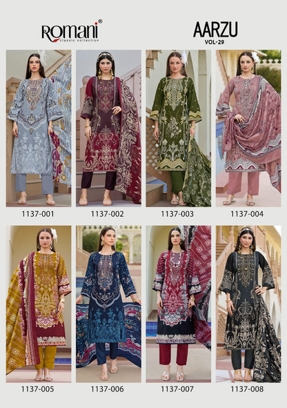 Aarzu Vol 29 Romani Mix Cotton Karachi Salwar Suits Exporter Ahmedabad