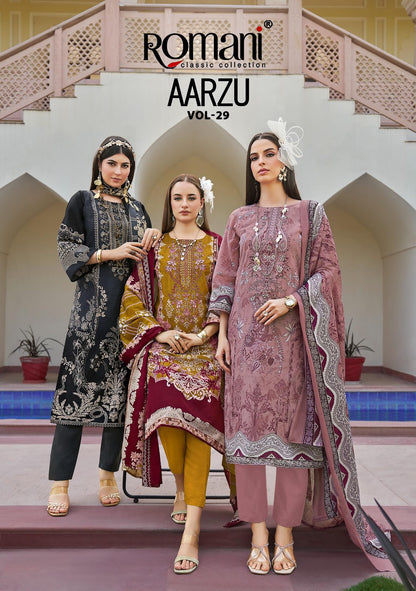 Aarzu Vol 29 Romani Mix Cotton Karachi Salwar Suits Exporter Ahmedabad