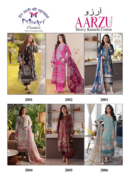 Aarzu Vol 2 Mishri Mix Cotton Karachi Salwar Suits Supplier India