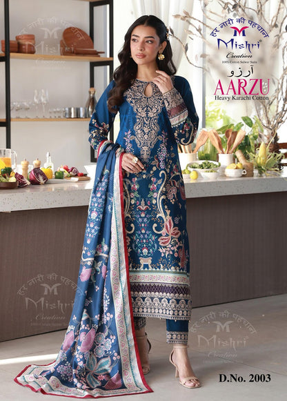 Aarzu Vol 2 Mishri Mix Cotton Karachi Salwar Suits Supplier India