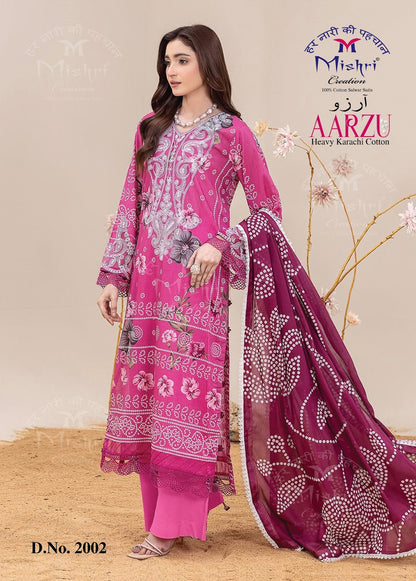 Aarzu Vol 2 Mishri Mix Cotton Karachi Salwar Suits Supplier India