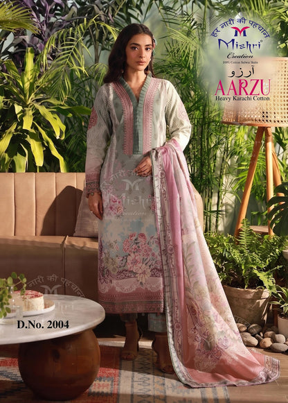 Aarzu Vol 2 Mishri Mix Cotton Karachi Salwar Suits Supplier India
