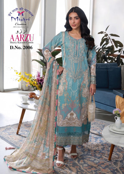 Aarzu Vol 2 Mishri Mix Cotton Karachi Salwar Suits Supplier India