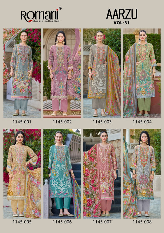 Aarzu Vol 31 Romani Cotton Karachi Salwar Suits Manufacturer Gujarat