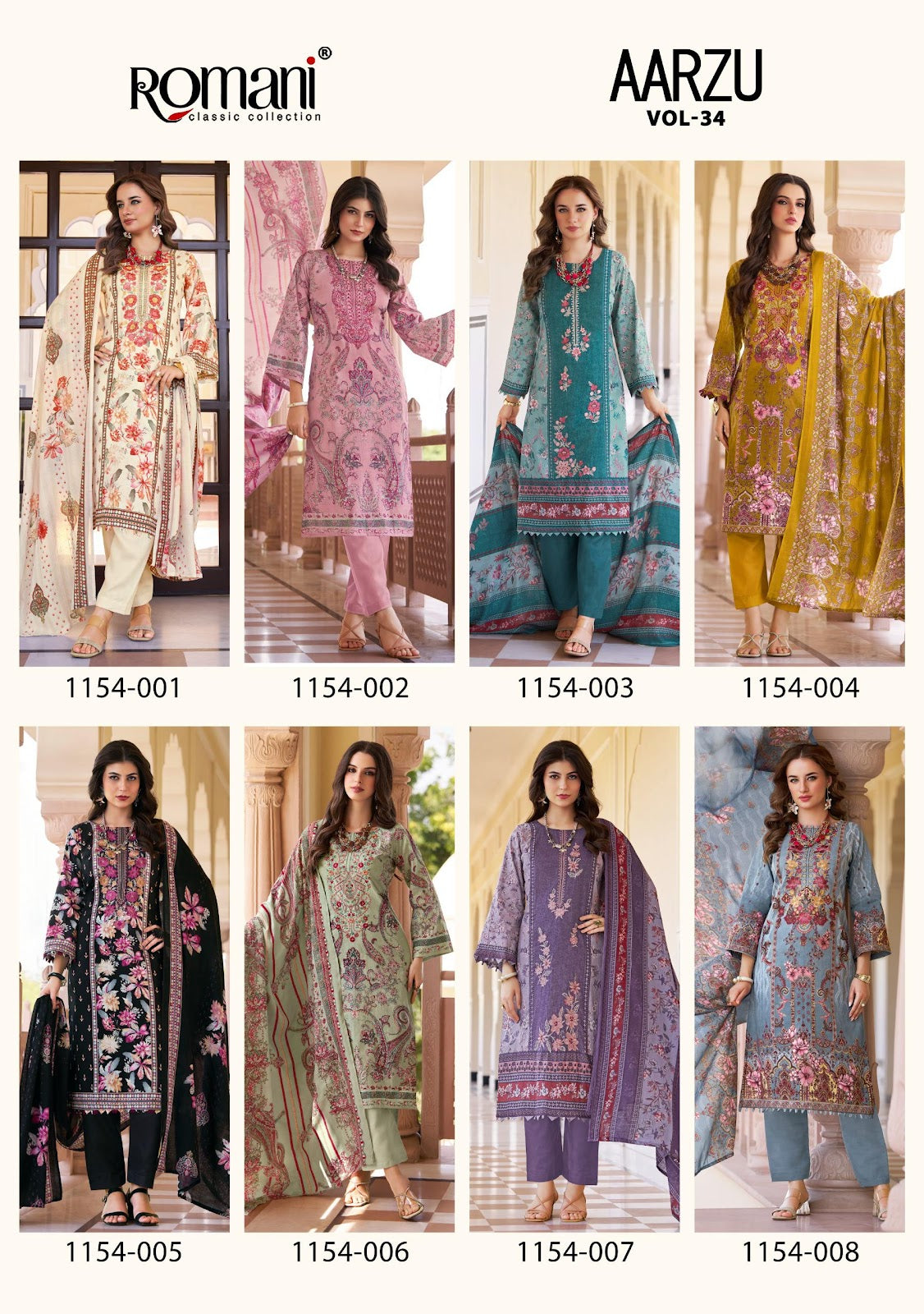 Aarzu Vol 34 Romani Mix Cotton Karachi Salwar Suits Exporter India