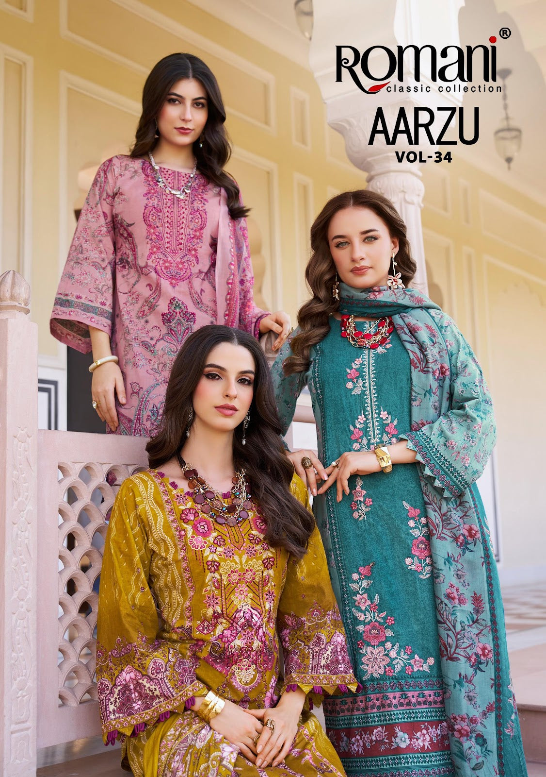 Aarzu Vol 34 Romani Mix Cotton Karachi Salwar Suits Exporter India