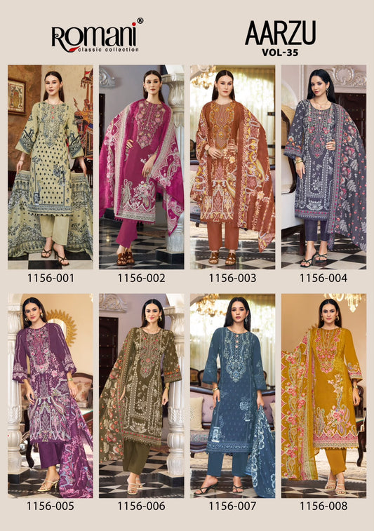 Aarzu Vol 35 Romani Mix Cotton Karachi Salwar Suits Manufacturer India