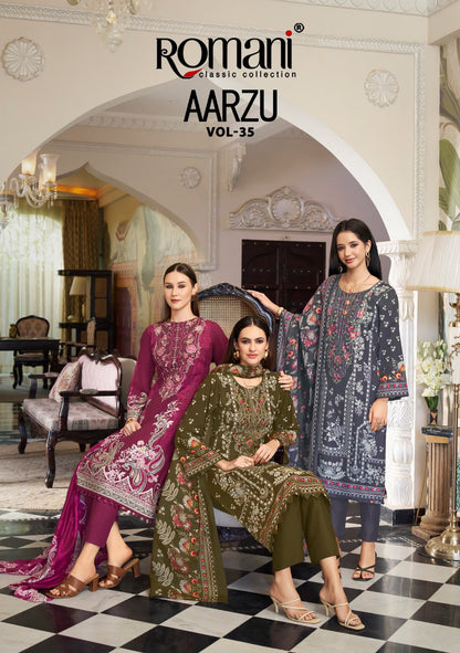 Aarzu Vol 35 Romani Mix Cotton Karachi Salwar Suits Manufacturer India