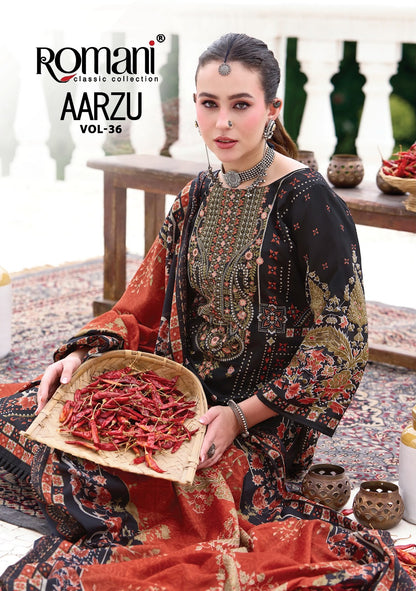 Aarzu Vol 36 Romani Soft Cotton Karachi Salwar Suits Manufacturer Ahmedabad