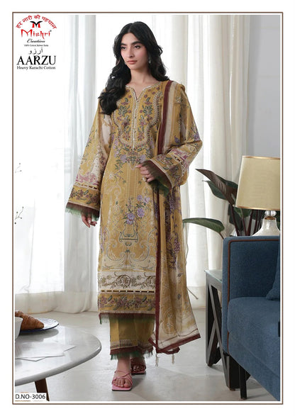 Aarzu Vol 3 Mishri Cotton Karachi Salwar Suits Supplier