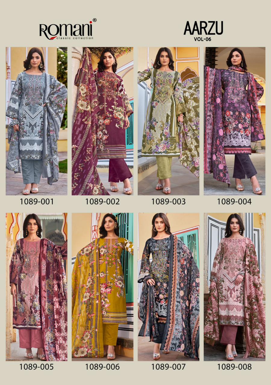 Aarzu Vol 6 Romani Cotton Karachi Salwar Suits Exporter
