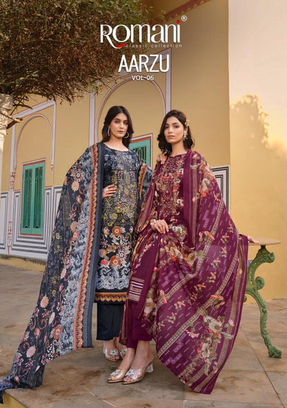 Aarzu Vol 6 Romani Cotton Karachi Salwar Suits Exporter