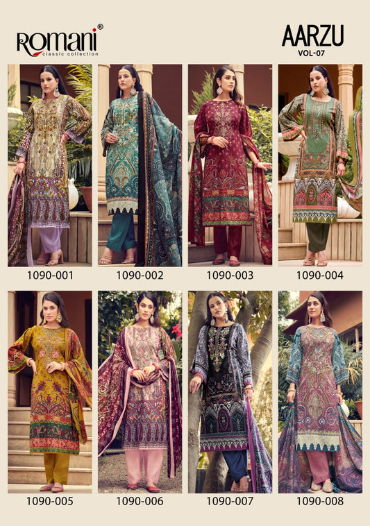 Aarzu Vol 7 Romani Cotton Karachi Salwar Suits Exporter
