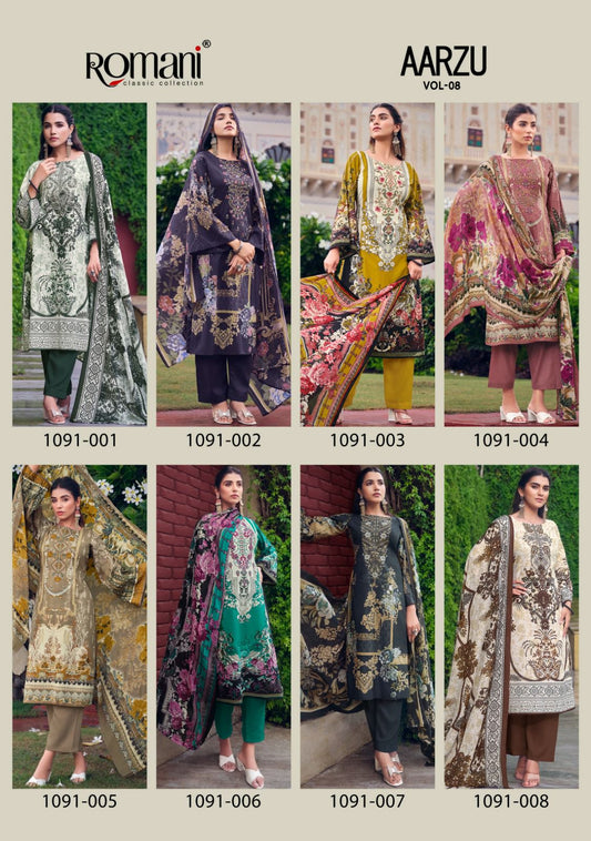 Aarzu Vol 8 Romani Cotton Karachi Salwar Suits Wholesaler India