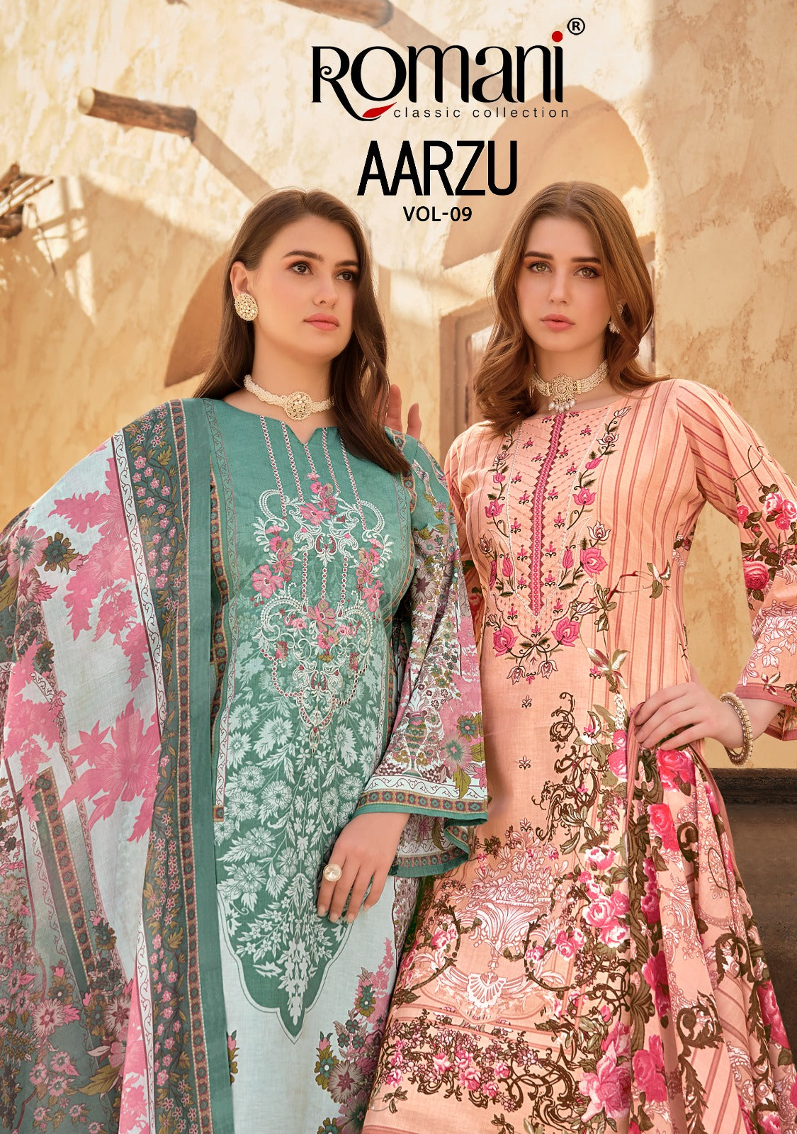 Aarzu Vol 9 Romani Cotton Karachi Salwar Suits Wholesale Price