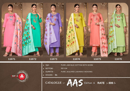 Aas Edition 6 Triple Aaa Jam Silk Pant Style Suits Wholesaler Ahmedabad