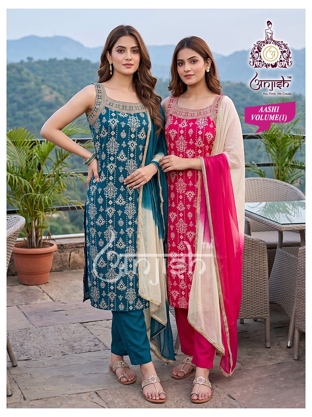 Aashi Anjish Reyon Readymade Pant Style Suits Supplier India