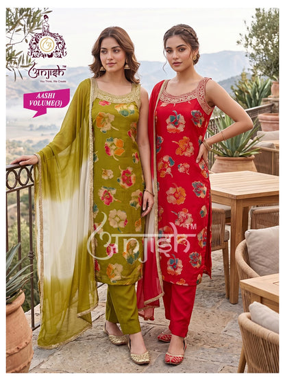 Aashi Anjish Reyon Readymade Pant Style Suits Supplier India