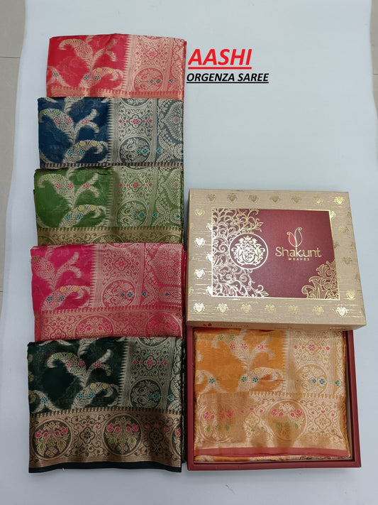 Aashi Series Shakunt Organza Sarees Wholesaler Gujarat