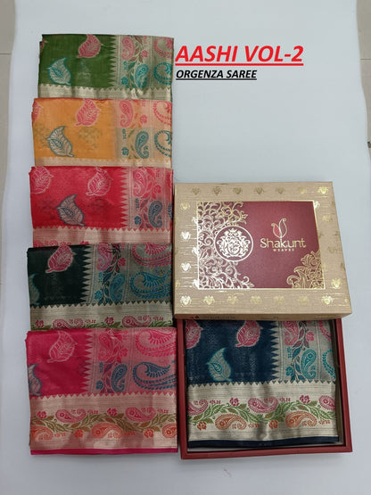 Aashi Series Shakunt Organza Sarees Wholesaler Gujarat