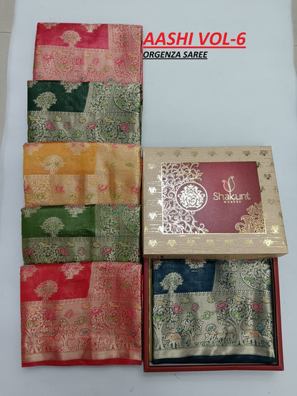 Aashi Series Shakunt Organza Sarees Wholesaler Gujarat