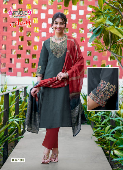 Aashi Vol 1 Rakshabandhan Special Mystic 9 Vertican Readymade Anarkali Suits Supplier