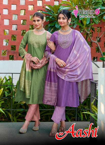Aashi Vol 1 Rakshabandhan Special Mystic 9 Vertican Readymade Anarkali Suits Supplier