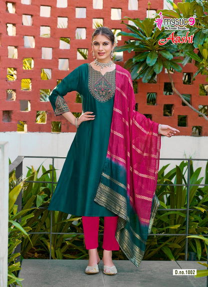 Aashi Vol 1 Rakshabandhan Special Mystic 9 Vertican Readymade Anarkali Suits Supplier