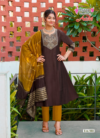 Aashi Vol 1 Rakshabandhan Special Mystic 9 Vertican Readymade Anarkali Suits Supplier