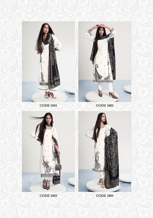 Aashira-White Yesfab Modal Silk Pant Style Suits Supplier India