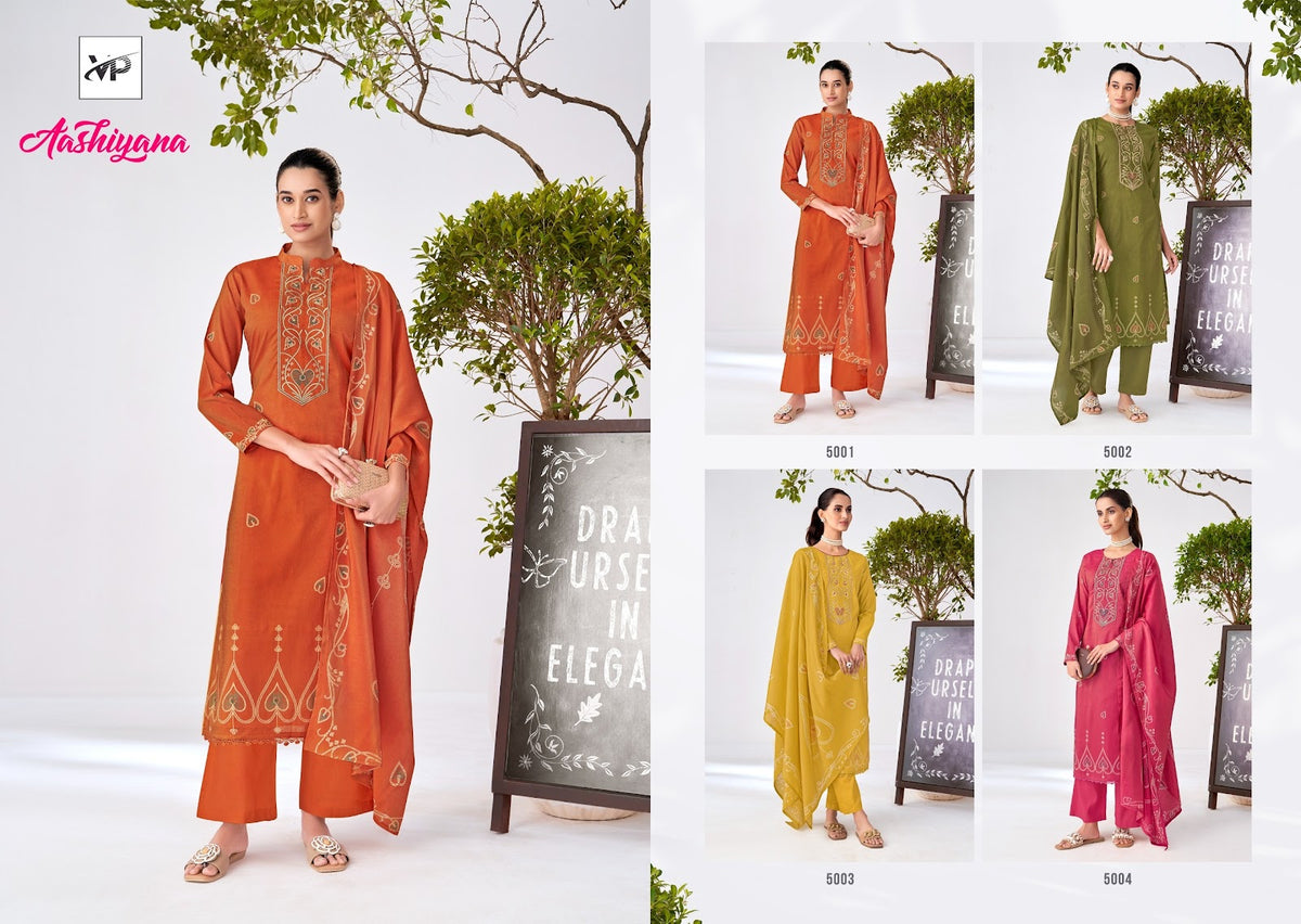 Aashiyana Vp Brand Maslin Shimmer Pant Style Suits Manufacturer Gujarat