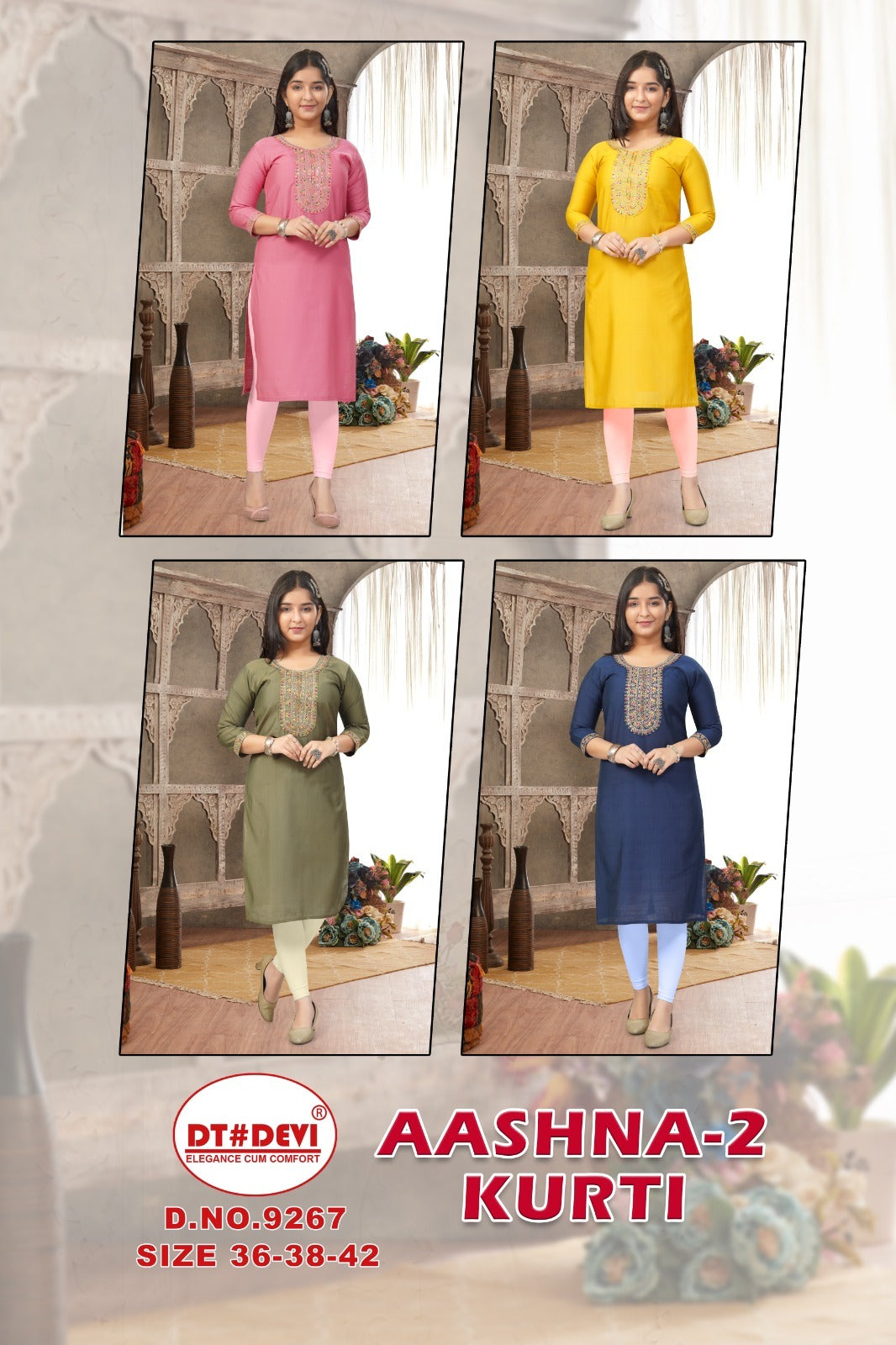 Aashna 2 Dn 9267 Dt Devi Vetican Girls Kurti Wholesale