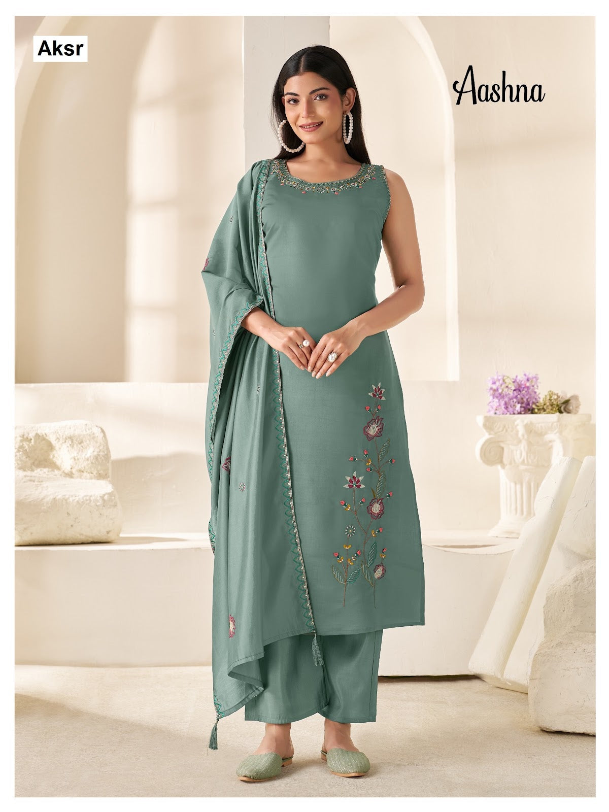 Aashna Aksr Two Tone Readymade Pant Style Suits Exporter Ahmedabad