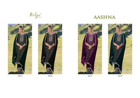 Aashna 4001 Lt Nitya Velvet Suits Supplier Gujarat