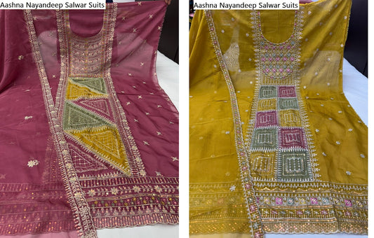 Aashna Nayandeep Organza Salwar Suits Wholesale Rate
