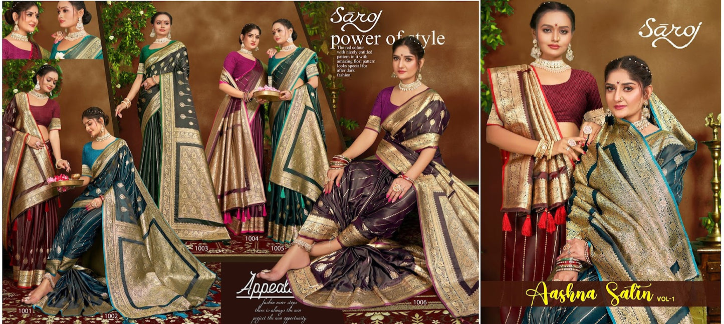 Aashna Satin Saroj Sarees Manufacturer Ahmedabad