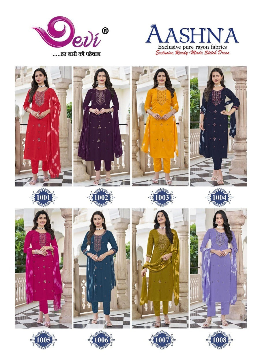 Aashna Vol 1 Devi Rayon 14Kg Readymade Pant Style Suits Supplier