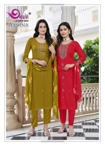 Aashna Vol 1 Devi Rayon 14Kg Readymade Pant Style Suits Supplier