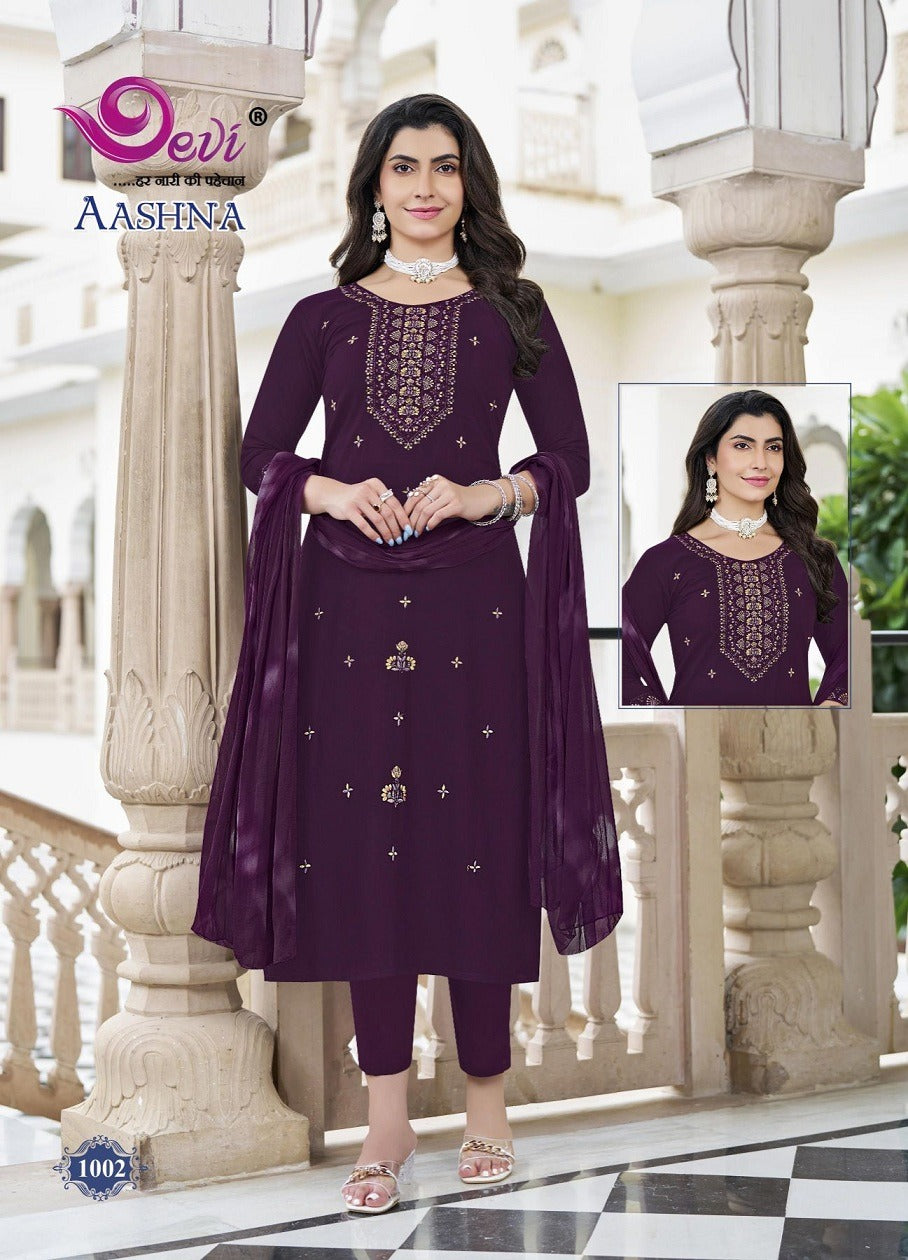 Aashna Vol 1 Devi Rayon 14Kg Readymade Pant Style Suits Supplier