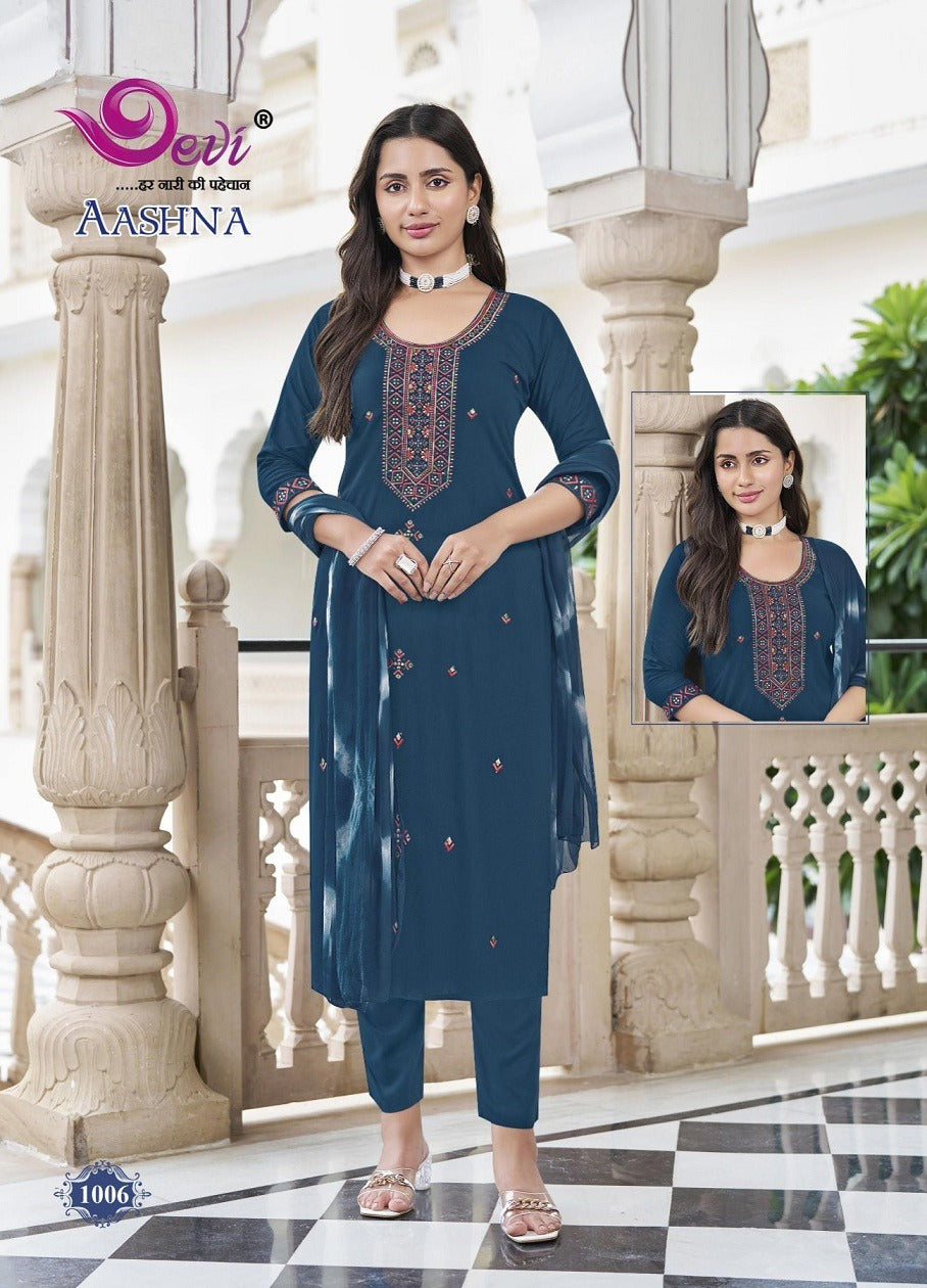 Aashna Vol 1 Devi Rayon 14Kg Readymade Pant Style Suits Supplier
