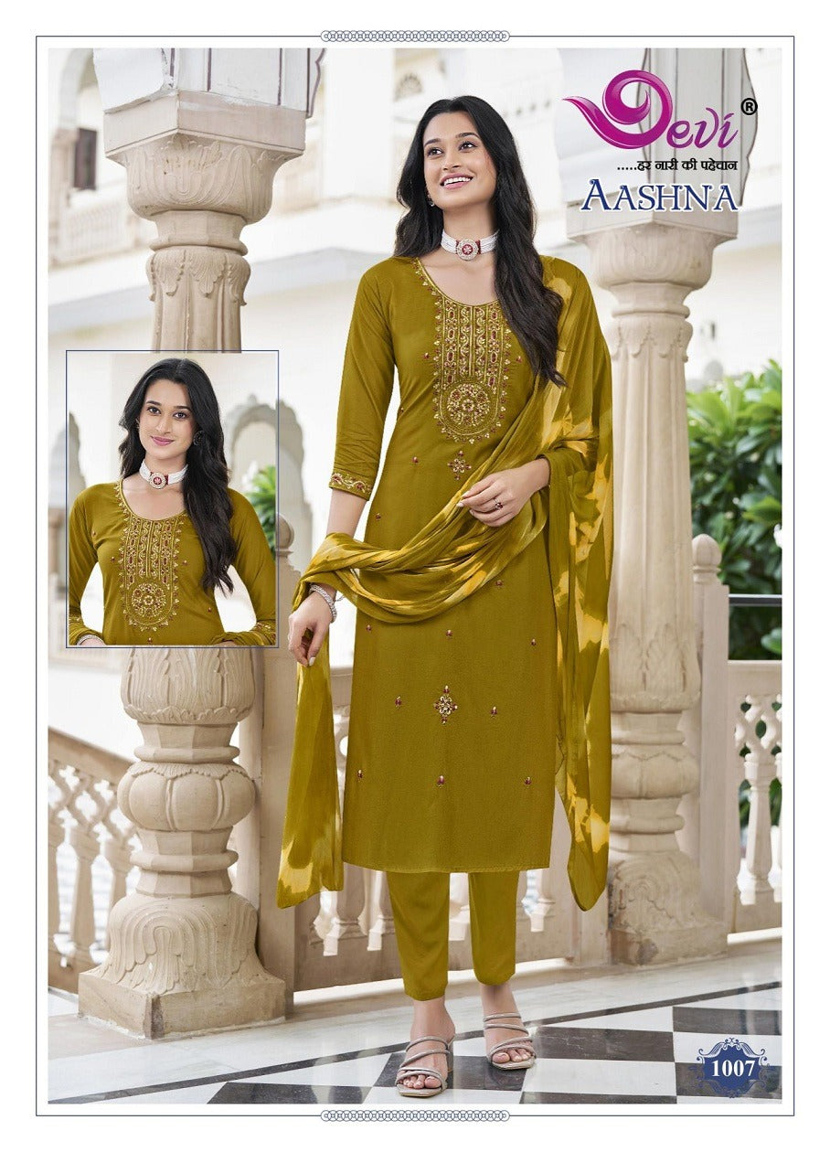 Aashna Vol 1 Devi Rayon 14Kg Readymade Pant Style Suits Supplier