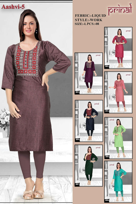 Aashvi 5 Prinal Liquid Knee Length Kurtis Wholesale