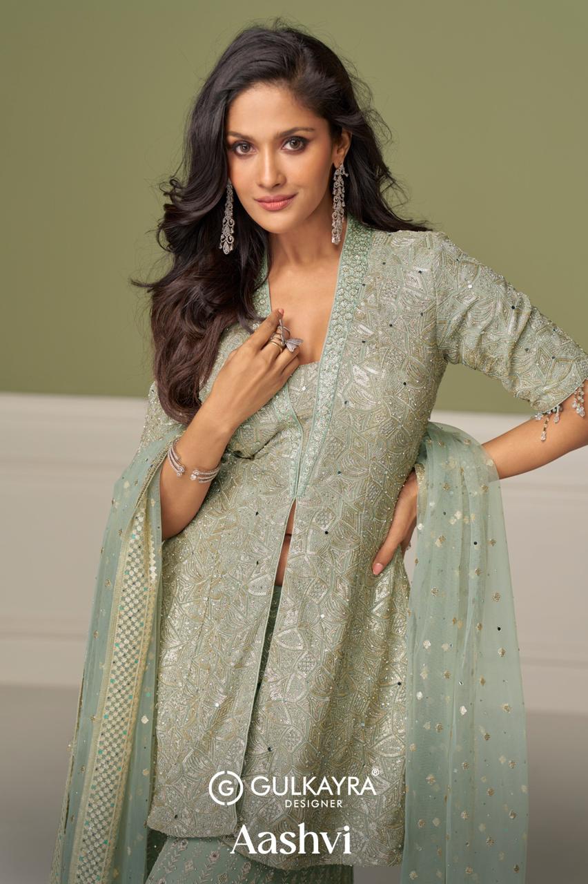 Aashvi Gulkayra Designer Georgette Readymade Suits Manufacturer Gujarat