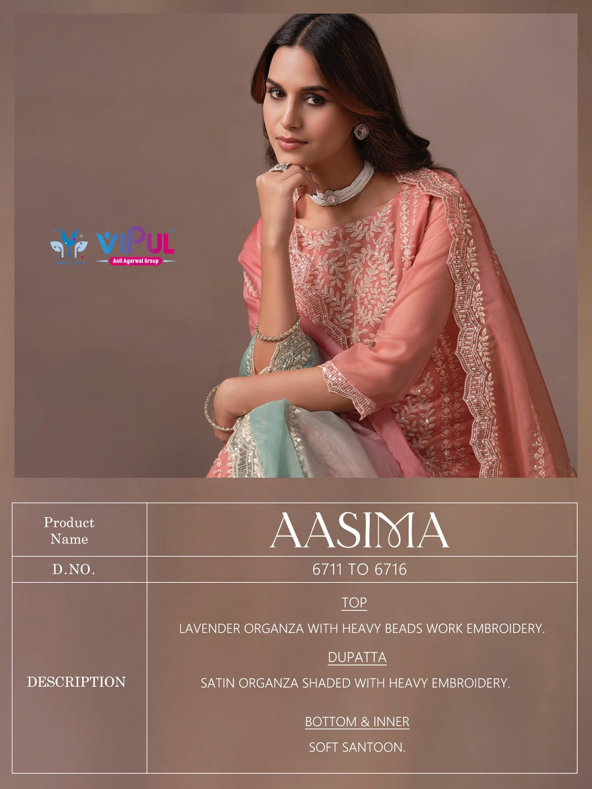 Aasima Vipul Organza Pant Style Suits Manufacturer Ahmedabad