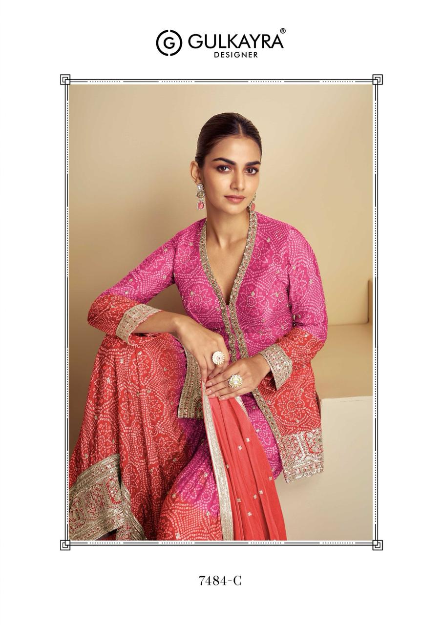 Aasma Gulkayra Designer Chinon Readymade Sharara Suits Supplier India