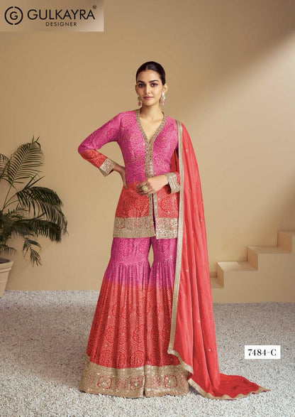Aasma Gulkayra Designer Chinon Readymade Sharara Suits Supplier India