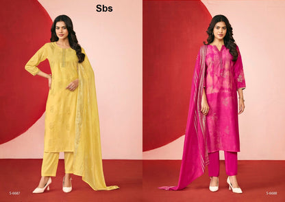 Aasma Sbs Roman Silk Readymade Pant Style Suits Wholesale Rate